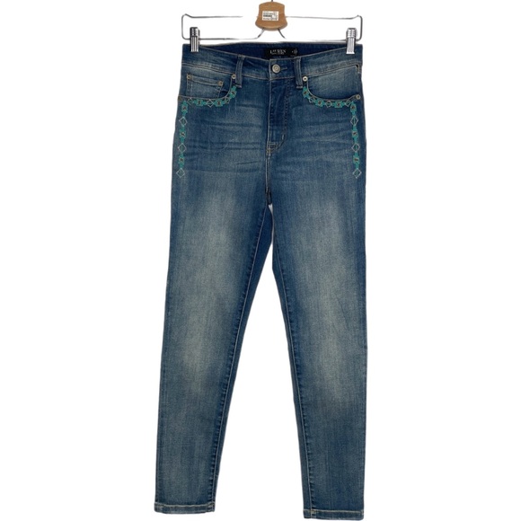 Lauren Ralph Lauren Skinny Beaded Aztec Ankle Jeans - Picture 3 of 15